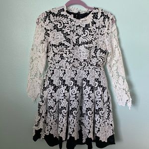 White and black lace dress